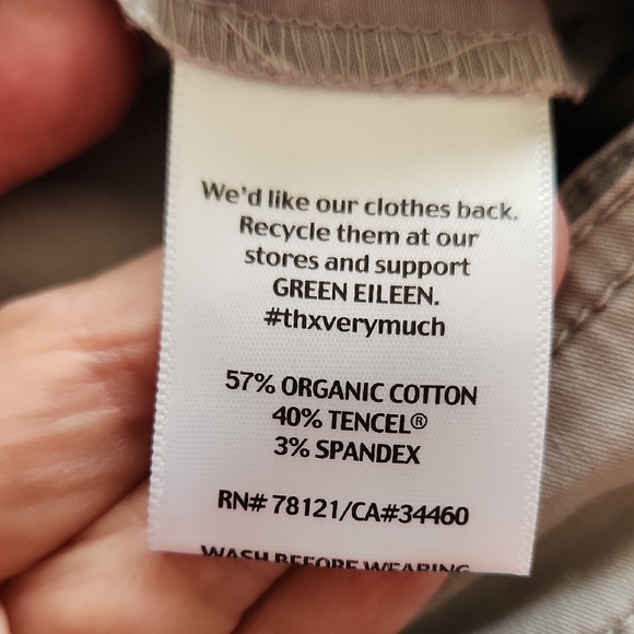 Eileen Fisher Flat Front Women's Clay Gray Chinos - Picture 7 of 8